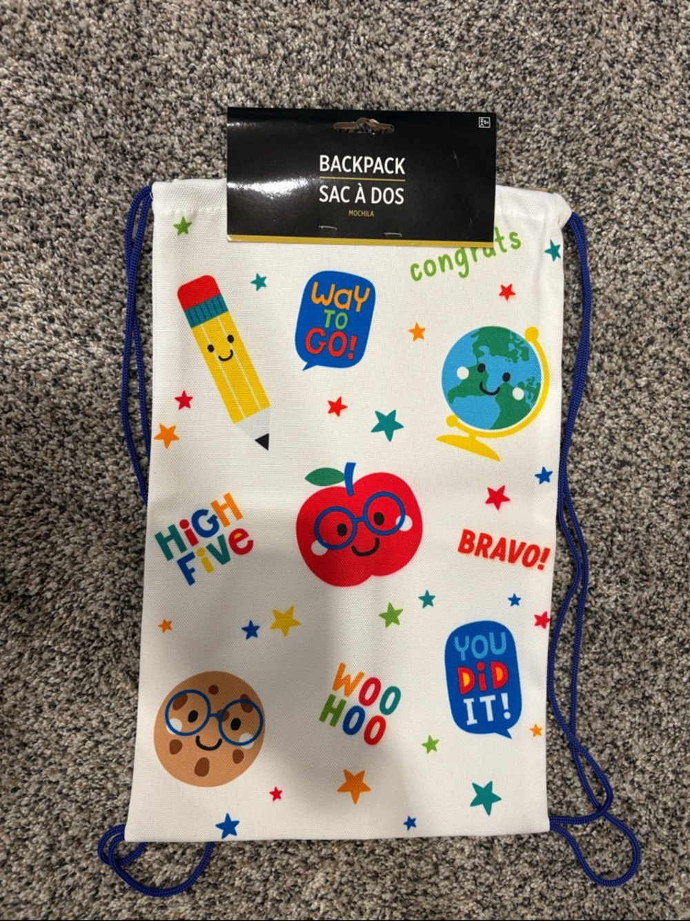 Kids Drawstring Backpack + Reward Buttons Set - Picture 3 of 5